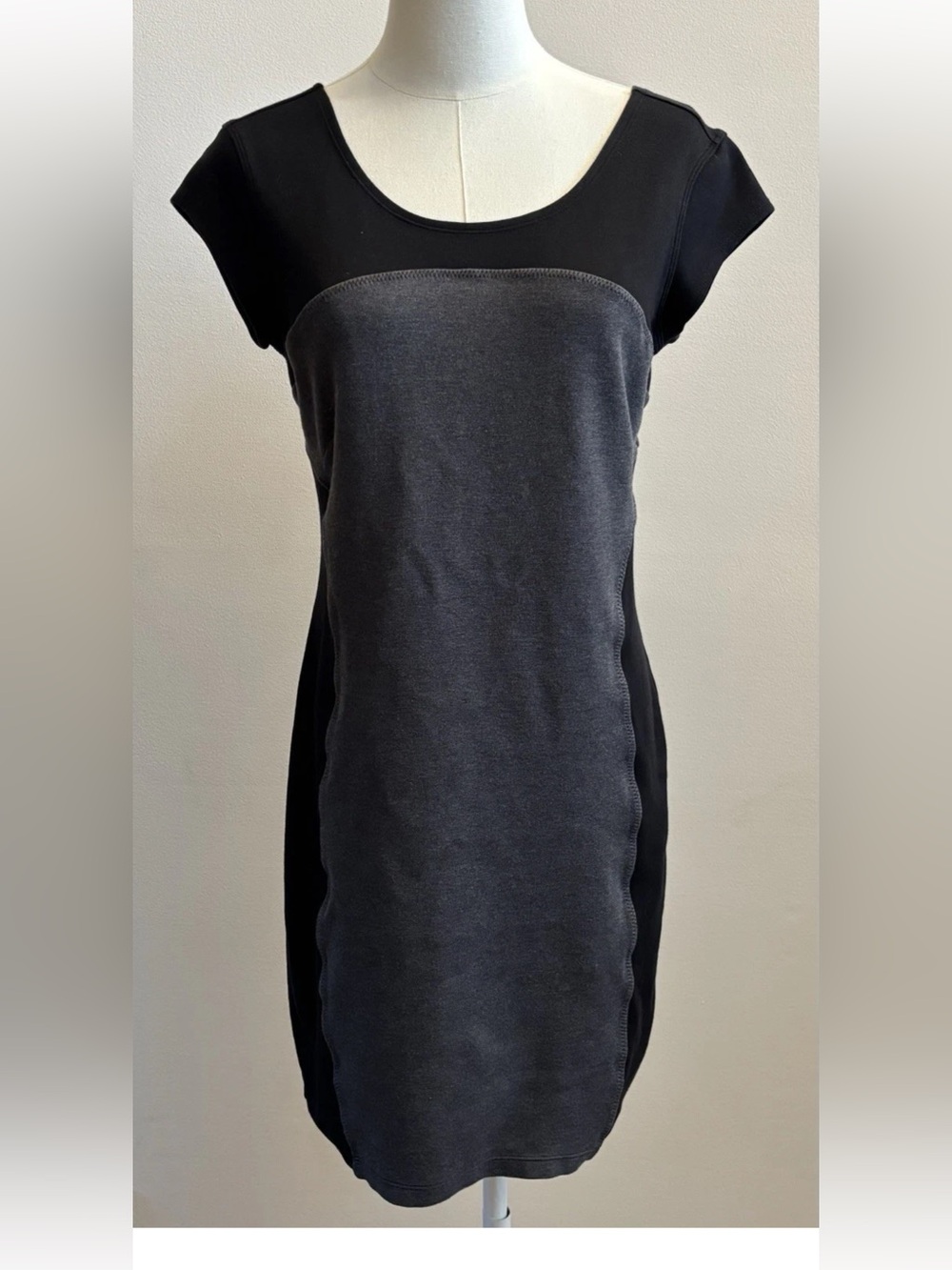 Athleta Colorblock Sheath Dress Womens Small Black Gray Stretch Work S
